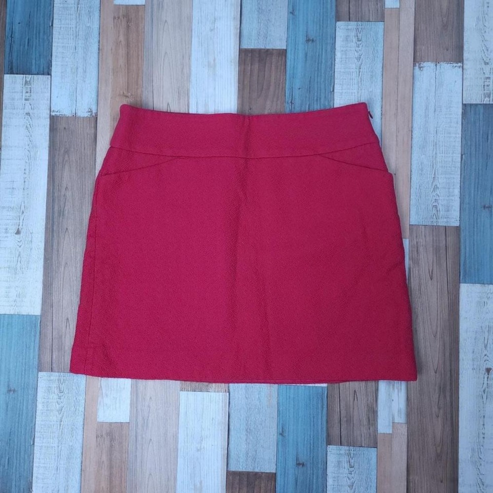 Loft Womens Pink Textured Cotton Mini Skirt‎ Side Zip A-Line Size 6